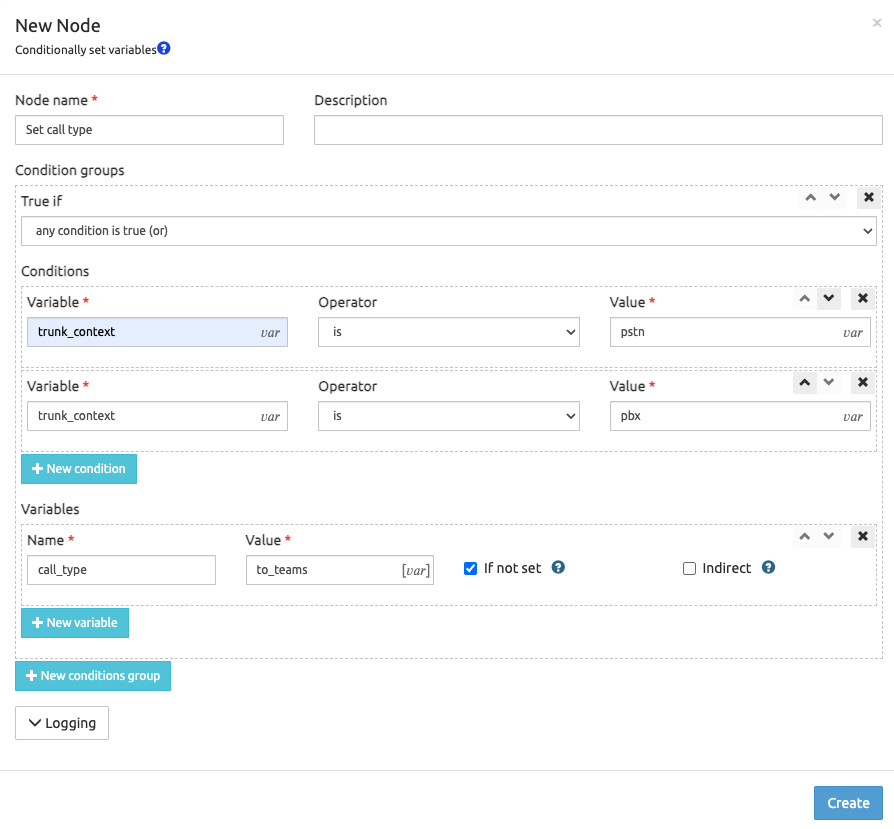 Conditionally Set Variables Node