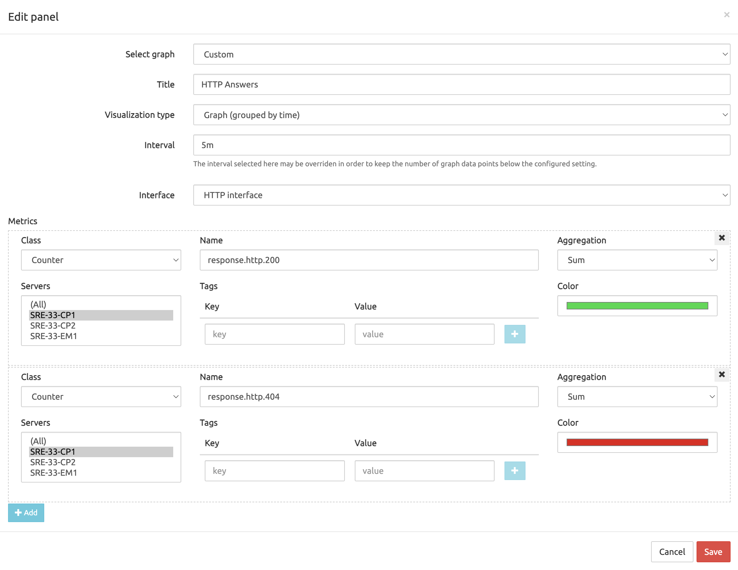 Example graph panel edit form