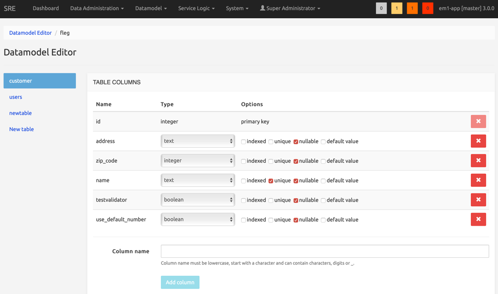 Data model editor