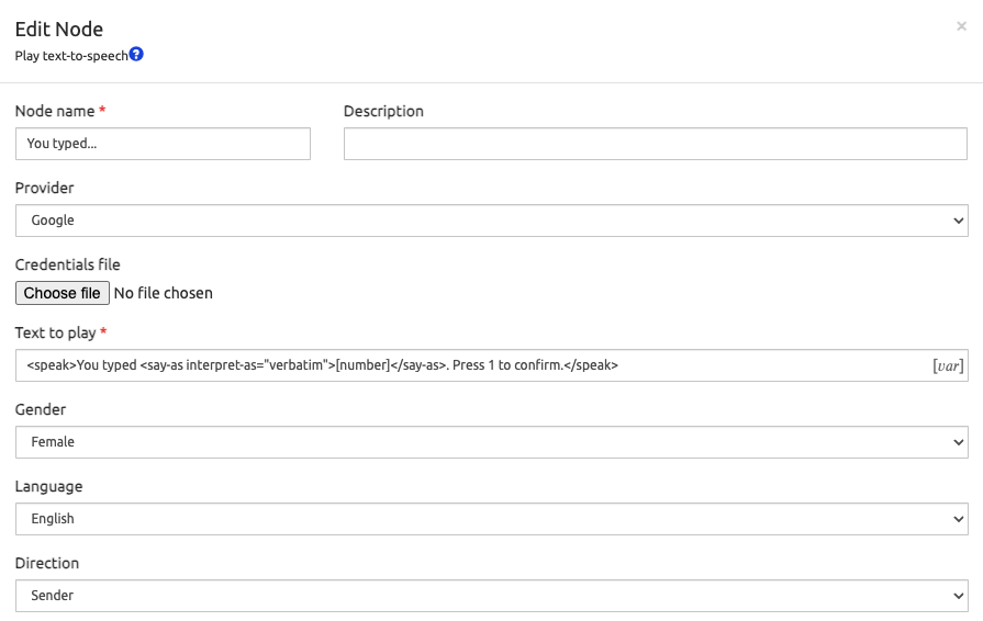 Play Text-to-Speech Node