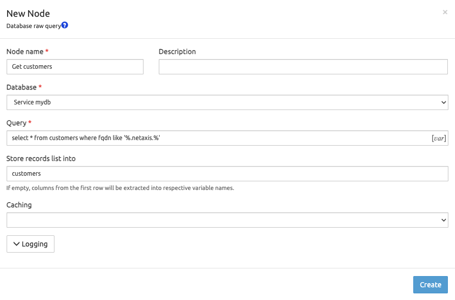 Database Raw Query Node