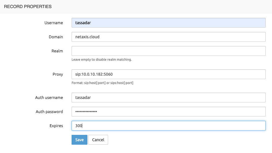 Registration endpoint record